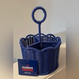 Blue  Americana resin wicker utensil caddy. NWT